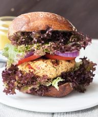 Healthy Couscous Burger Recipe with Garlic Coconut Sauce | VeganFamilyRecipes.com | #bbq #vegan #vegetarian