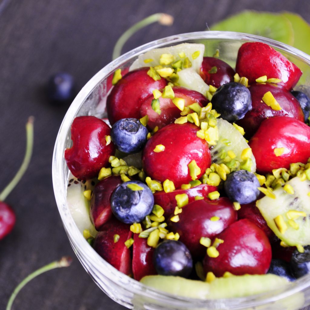 Antioxidant Fruit Salad Recipe with Cherries and Blueberries - Vegan Family Recipes