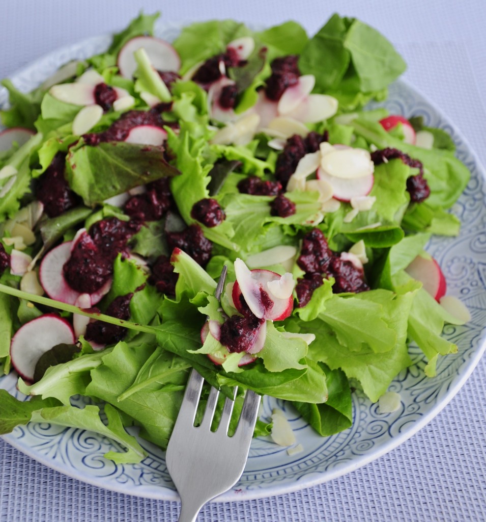 Radish Salad with blueberry dressing - Vegan Family Recipes