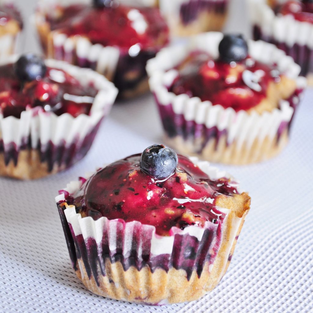 Glazed blueberry topping muffins recipe - Vegan Family Recipes