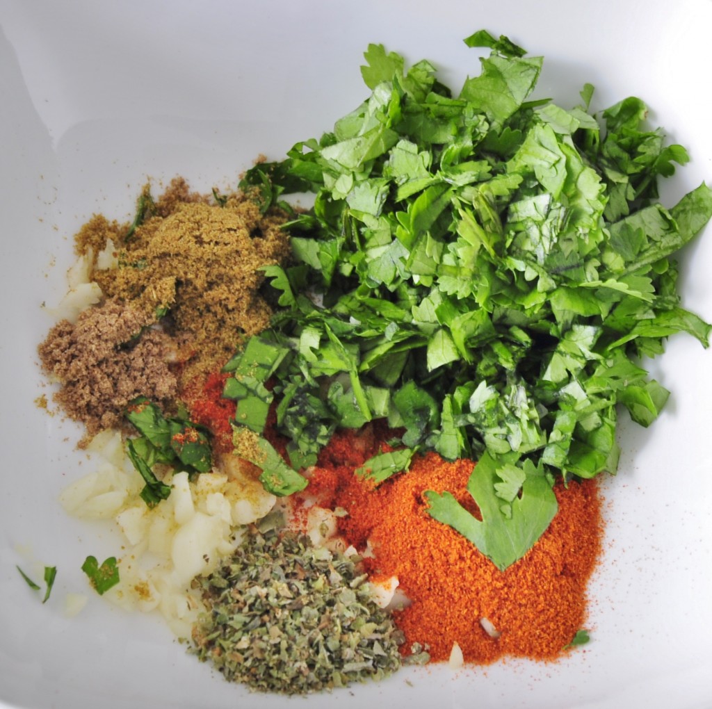 Spices and cilantro for lentil salad - Vegan Family Recipes