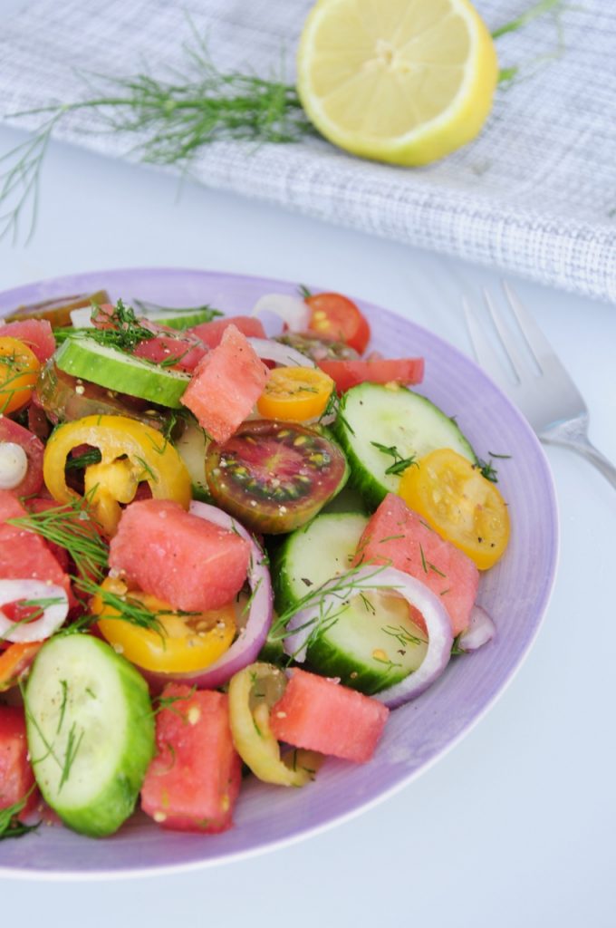Heirloom Tomato and Watermelon Salad Recipe - Vegan Family Recipes