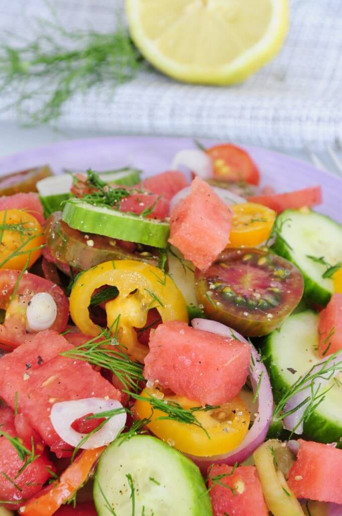 Watermelon & Heirloom Tomato Salad - Vegan Family Recipes