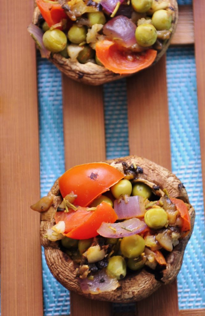 Pea and Garlic Stuffed Mushrooms Recipe - Vegan Family Recipes