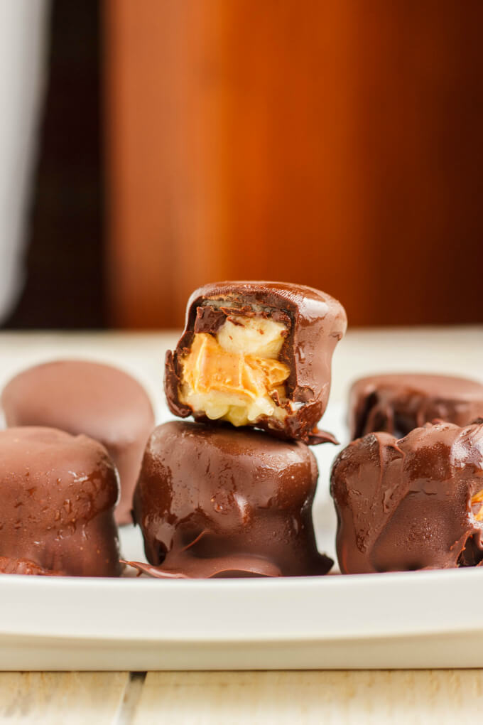 Chocolate covered banana peanut butter bites recipe vegan