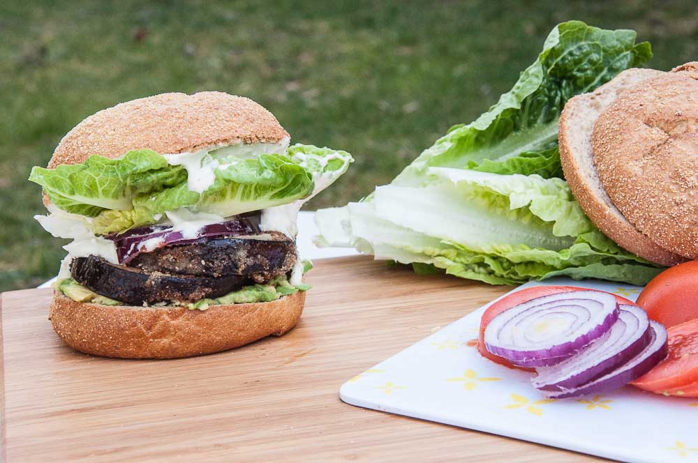 Healthy Eggplant Burger with Vegan Mayo - Vegan Family Recipes