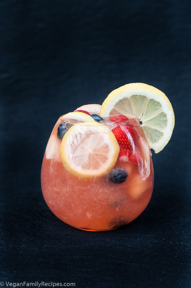 White Peach Sangria Recipe blueberries strawberries - Vegan Family Recipes