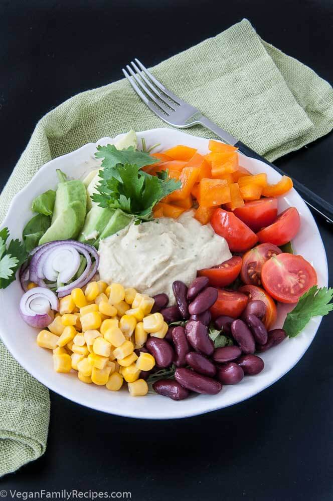 Mexican Hummus Salad Recipe - Vegan Family Recipes