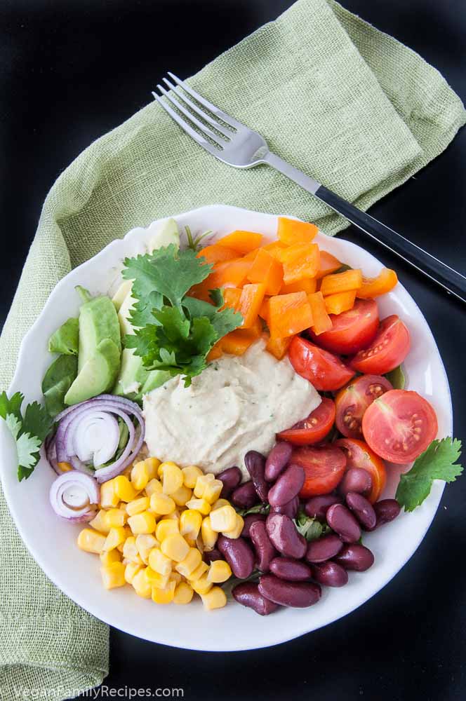 Mexican Hummus Salad Recipe - Vegan Family Recipes