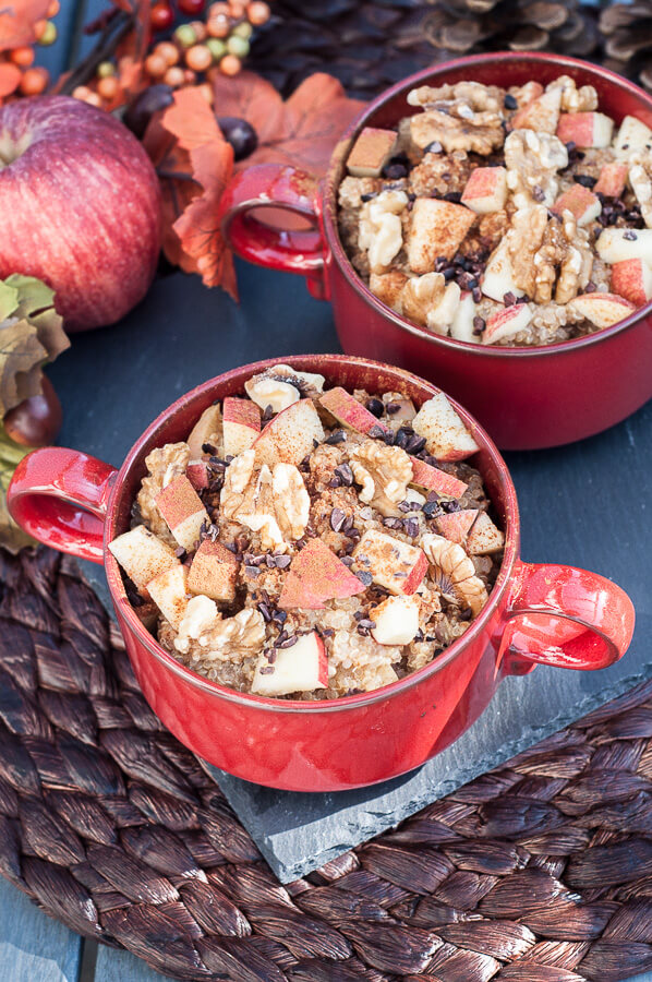 Healthy Apple Cinnamon Walnut Quinoa Breakfast Bowl Recipe - Vegan Family Recipes