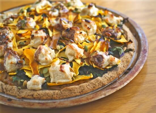Caramelized Onion, Shaved Butternut and Goat Cheese Pizza - Best Vegan Pizza Recipes