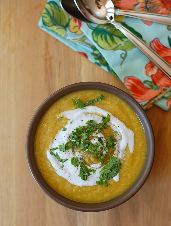 Apple Corn and Butternut Squash Soup Recipe - Vegan Thanksgiving Recipes Feast