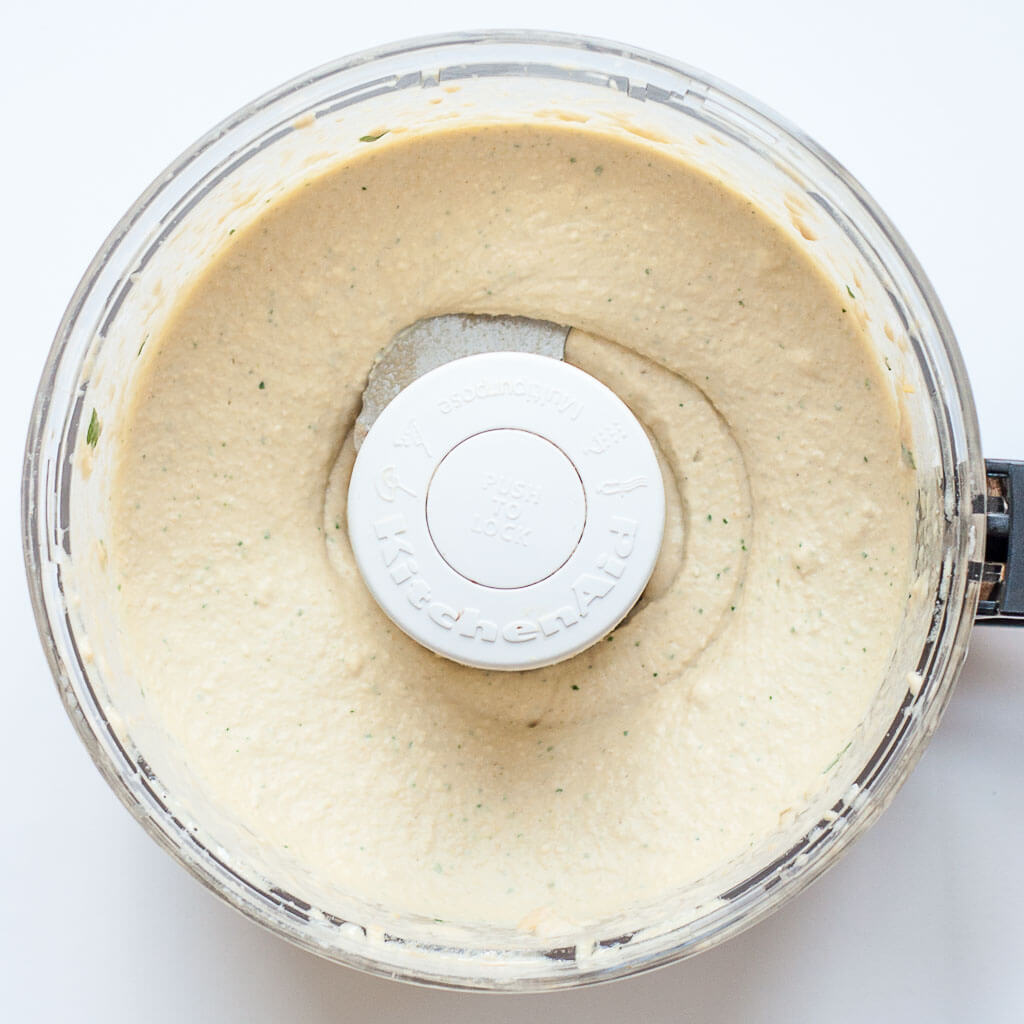 Creamy Mustard Hummus Recipe with Dijon Mustard, Tahini, and Fresh Parsley - Vegan Family Recipes #appetizer #smooth #dip