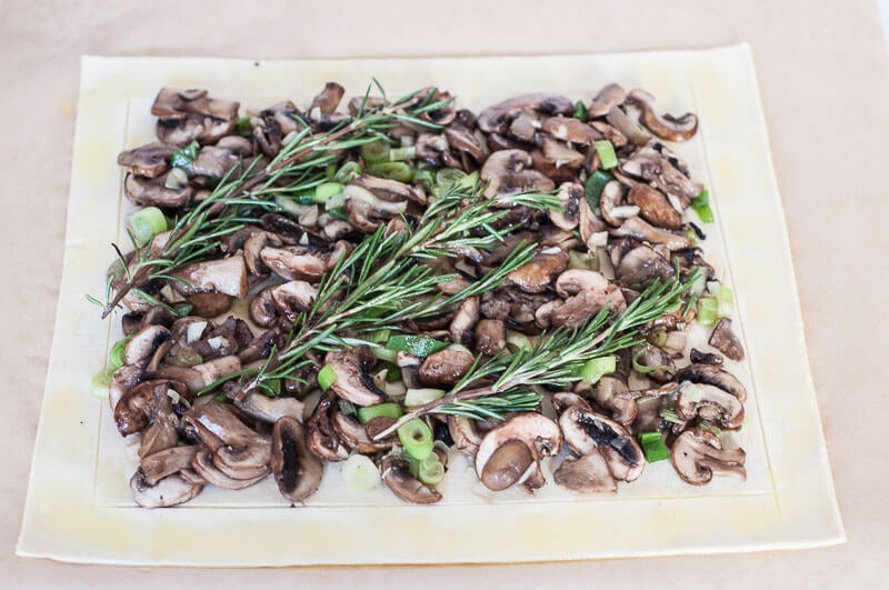 Rosemary Mushroom Tart Recipe Puff Pastry how to score border - Vegan Family Recipes