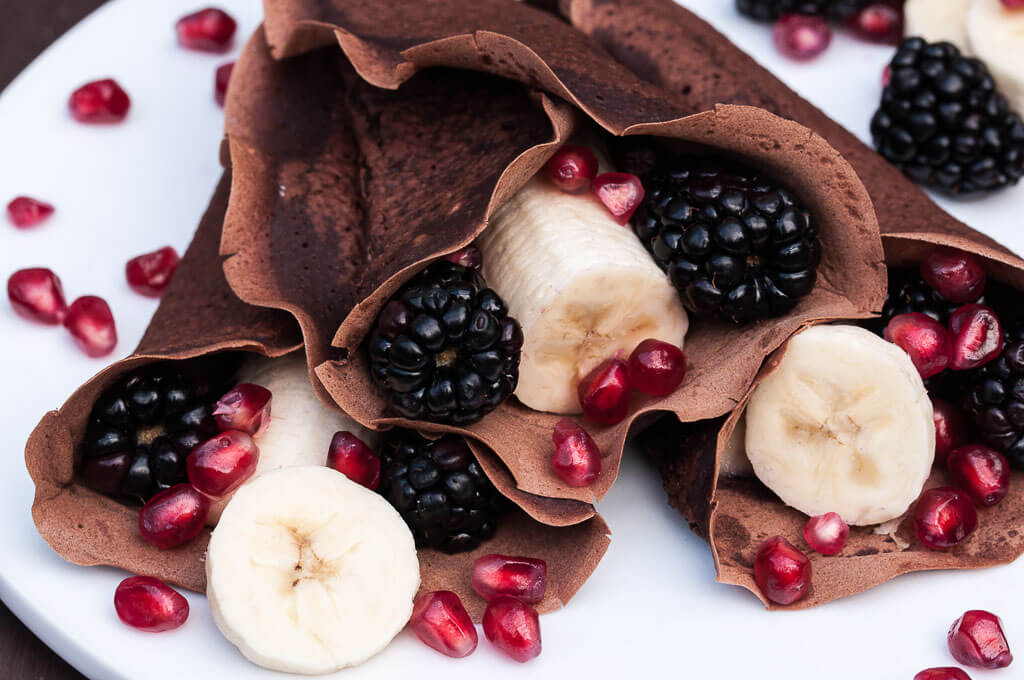 Easy Vegan Crepes Chocolate Recipe #breakfast #am #healthy