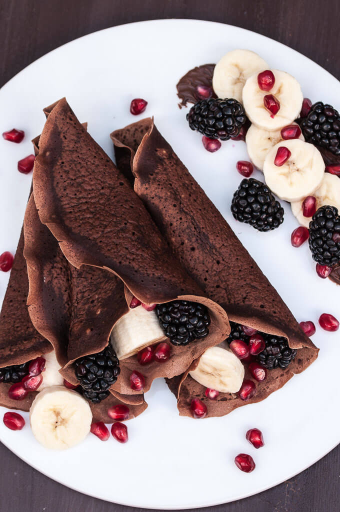 Vegan Crepes Chocolate Recipe #vegetarian #breakfast