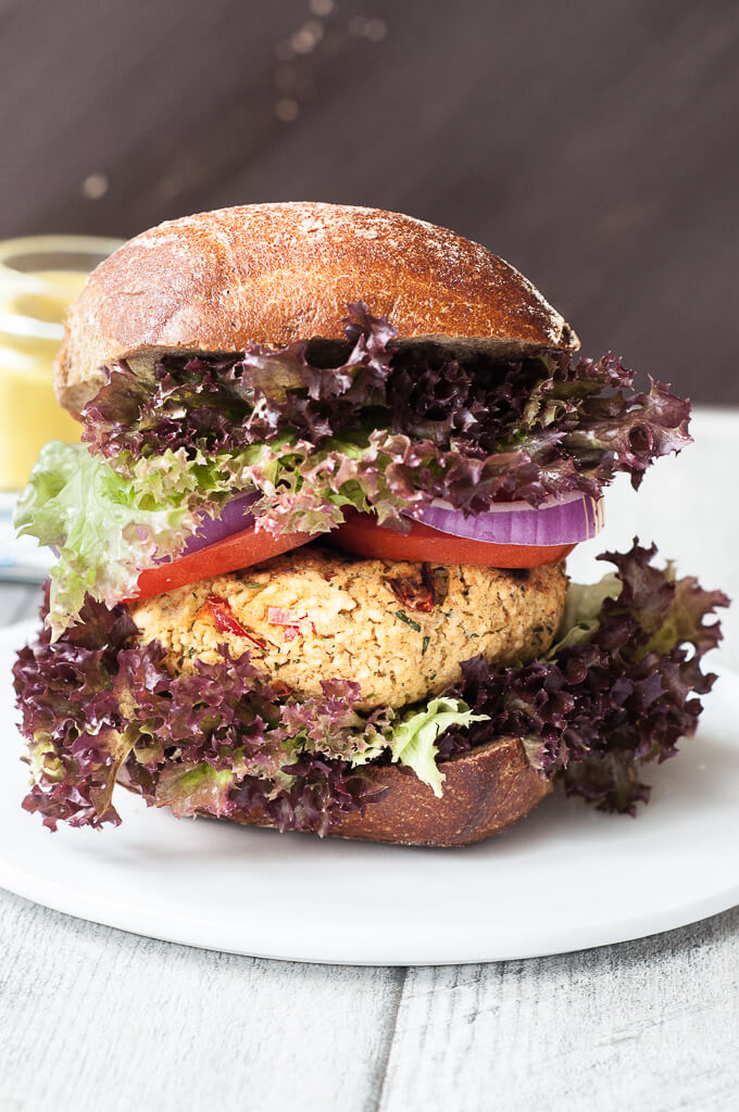 Healthy Couscous Burger Recipe with Garlic Coconut Sauce | VeganFamilyRecipes.com | #bbq #vegan #vegetarian