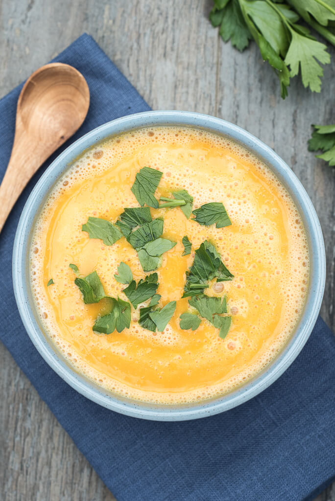 Curried Red Lentil and Pumpkin Soup with Coconut Milk, Cauliflower | VeganFamilyRecipes.com #vegan #dairyfree