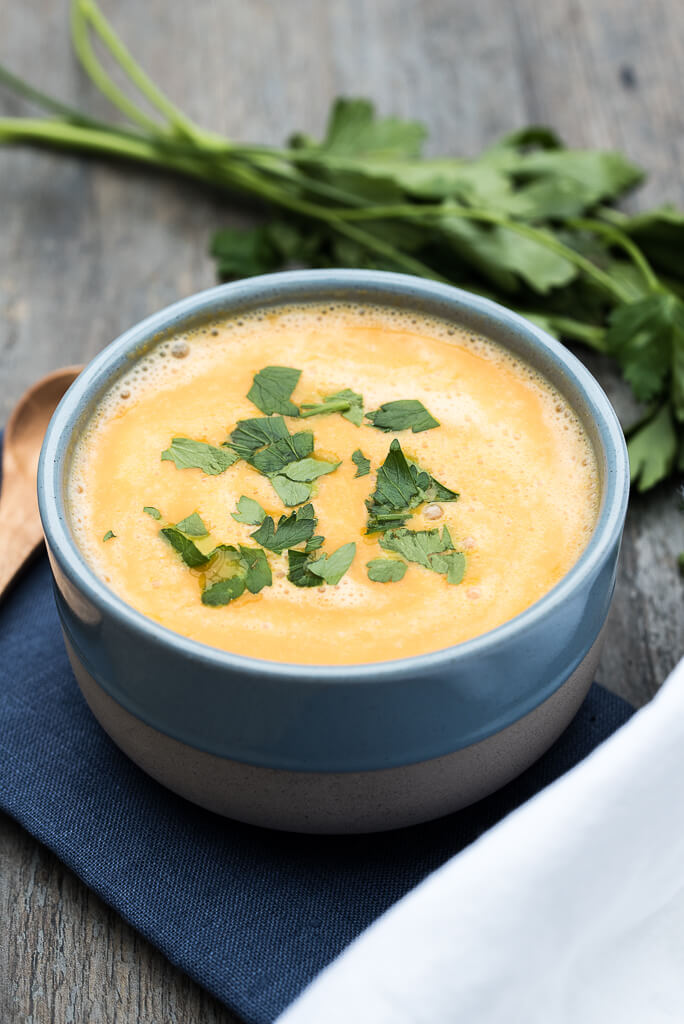 Curried Red Lentil Pumpkin Cauliflower Soup with Coconut Milk | VeganFamilyRecipes.com | #vegan #glutenfree