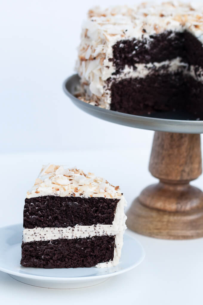 Vegan Coconut Chocolate Cake Recipe - VeganFamilyReipes.com #dairyfree #coconut oil