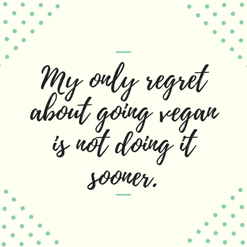 Vegan Quote My only regret about going vegan is not doing it sooner - VeganFamilyRecipes.com
