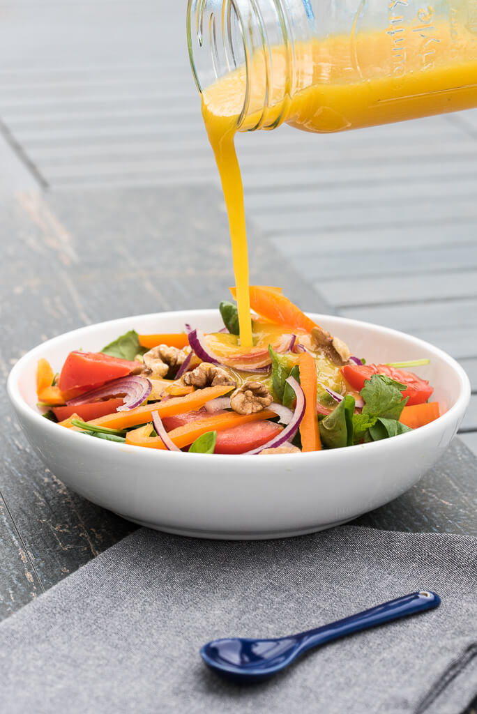 Mango Balsamic Vinaigrette Salad Dressing Recipe - Oil Free, Vegan, Dairy-free, healthy /// VeganFamilyRecipes.com